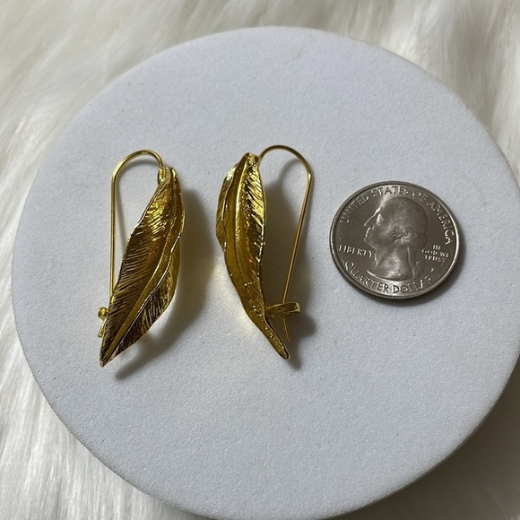 Zara Gold Textured Leaf Earrings - Picture 7 of 12